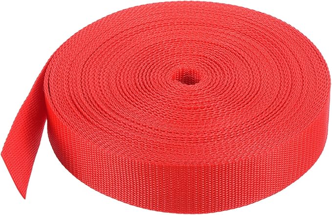 MECCANIXITY Lightweight Polypropylene Webbing Strap 1 1/2" 25 Yard Backpack Strapping Band Orange Red for Outdoor Luggage Cargo Straps
