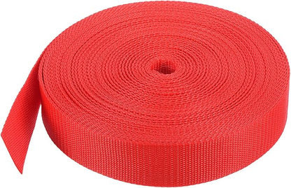 MECCANIXITY Lightweight Polypropylene Webbing Strap 1 1/2" 25 Yard Backpack Strapping Band Orange Red for Outdoor Luggage Cargo Straps