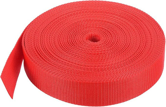 MECCANIXITY Lightweight Polypropylene Webbing Strap 1 1/2" 25 Yard Backpack Strapping Band Orange Red for Outdoor Luggage Cargo Straps