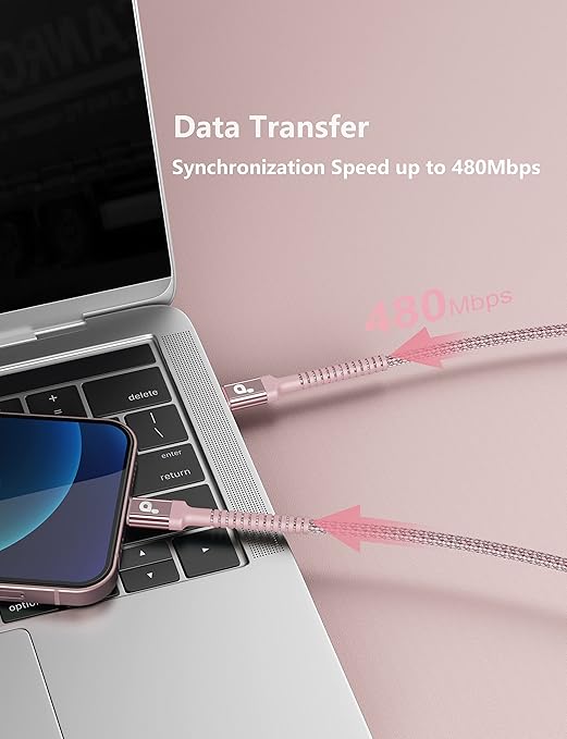 USB C iPhone Charger Cable Fast Charging, 2Pack 6FT USB Type C to Lightning Cable [Apple MFi Certified] iPhone Fast Charger Cord Compatible with iPhone 14/13/12/11 Pro Max/XS MAX/XR/XS/8/iPad-Pink