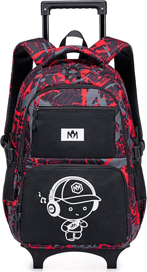 Bluboon Rolling Backpack with Wheels Kids Backpack for Boys Teens Wheeled Bookbag Kids Luggage Travel Hiking