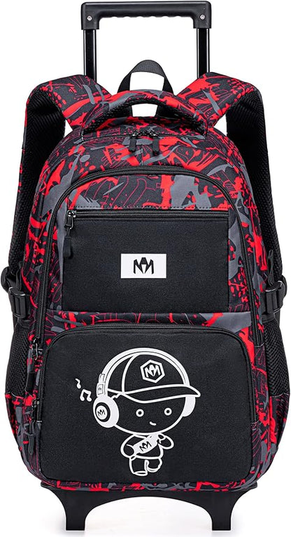 Bluboon Rolling Backpack with Wheels Kids Backpack for Boys Teens Wheeled Bookbag Kids Luggage Travel Hiking