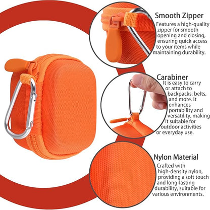 co2CREA Hard Case for Beats Powerbeats Fit with Carabiner Clip, Shockproof Earbuds Storage Box – Protective Travel Cover for Wireless Noise Cancelling Earbuds (Orange Case)