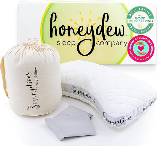 Honeydew Scrumptious Travel Pillow – Made in USA with Cooling Copper Gel Fill – CertiPUR Certified – Adjustable Travel Companion for Airplane & Traveling - Ergonomic Neck & Shoulder Support