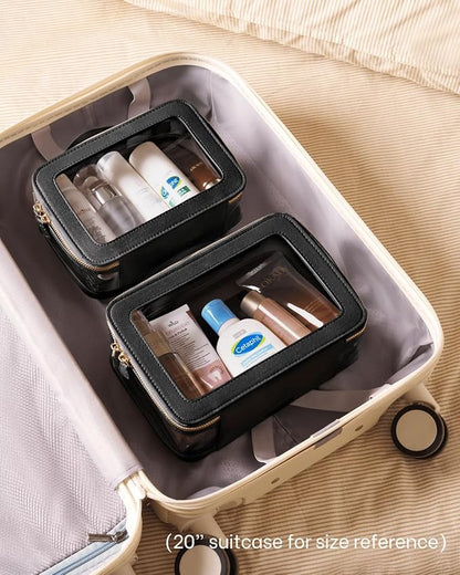 Clear Cosmetic Bag Set for Women Makeup Bag with Handle, 3 Pcs Travel Toiletry Bag Transparent Cosmetic Case Portable Make Up Organizer Bag for Essentials