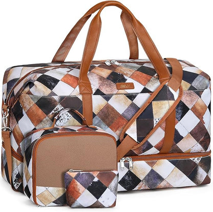 IBFUN Weekender Bags for Women, Travel Duffle Bag with Shoe Compartment Carry on Weekender Overnight Duffel for Weekend Travel Business Trip 3PCS