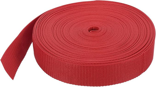 MECCANIXITY Lightweight Polypropylene Webbing Strap 1 1/2" 25 Yard Backpack Strapping Band Red for Outdoor Luggage Cargo Straps
