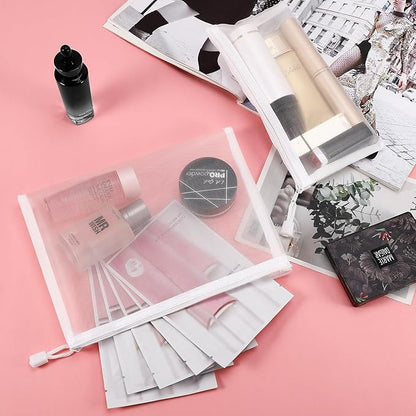 12 Pieces Zipper Nylon Mesh Pouch, Mesh Cosmetic Bags Makeup Bags Pencil Case, Multipurpose Travel Bags for Cosmetic School Office Supplies and Travel Accessories (White, A5+B6)