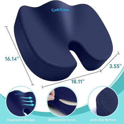 Office Chair Seat Cushion, Cooling Gel Enhanced Memory Foam Cushion for Long Sitting - Back, Sciatica, Coccyx, Tailbone Pain Relief Pillow - for Office, Gaming, Car, Wheelchair - Blue, X-Large