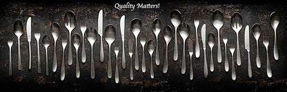 Matte Silverware Set, 18/10 Stainless Steel Satin Flatware, Modern Brushed Finish Cutlery, Dishwasher Safe & Durable, Built to Last (40-Piece, Marettimo)
