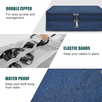 Electronic Organizer Travel Universal Cable Organizer Electronics Accessories Bag for Cable, Charger, Phone, USB, SD Card,1Pack