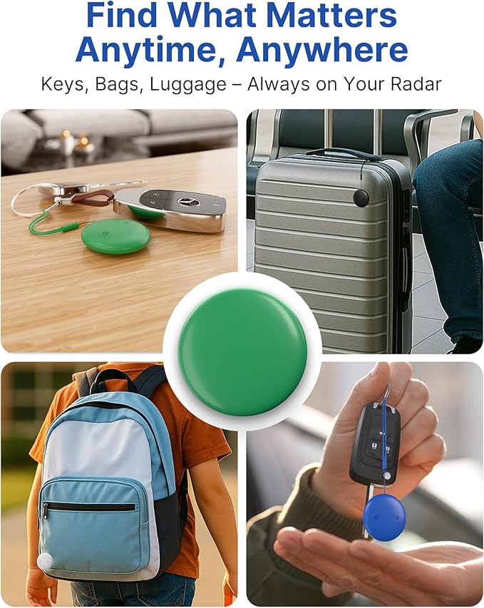 Air Tags Tracker 4 Pack:Bluetooth Item Finder Works with Apple Find My, iOS Only – Key Finder, Pet Tracker, Luggage Locator, Wallet & Backpack Tag – Replaceable Battery (Coastal Mix Pack)