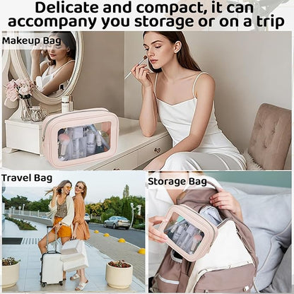 8 Packs TSA Approved Toiletry Bags Clear Toiletry Bags for Travel PVC Makeup Pouch Waterproof Quart Size Clear Cosmetic Bag with Zipper for Airport Airline Compliant Bag Women Men Travel Bathroom