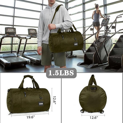 Wildroad Travel Bags for Men, Gym Bag & Duffle Bag for Travel, Carry on Duffel Bag 3 IN 1 Expandable Overnight Weekender Bag (Vintage Grey, Large-50L+ Gym Bag)