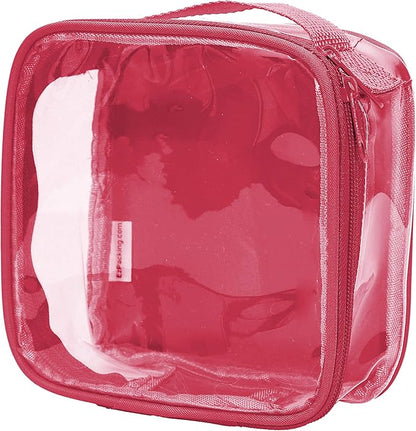 EzPacking Clear TSA Approved 3-1-1 Travel Toiletry Bag for Carry On/Quart Size Transparent Liquids Pouch for Airport Security/Reusable See Through Vinyl & PVC Plastic Organizer Men Women (Burgundy)