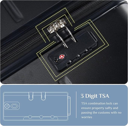 OLIXIS 24 Inch Luggage, Hardside Suitcase with Spinner Wheels, Lightweight ABS Hard Shell Checked Luggage, TSA Approved Lock, Expandable Medium Suitcase for Travel & Business–Black