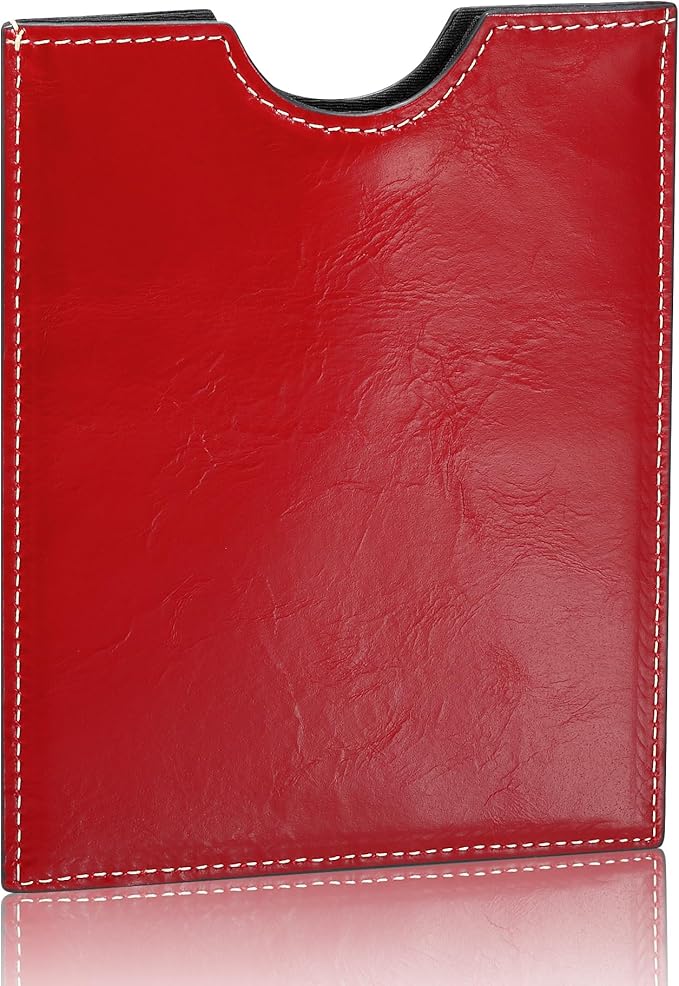 HISCOW Minimalist Passport Sleeve - Italian Calfskin (Antiqued Red)