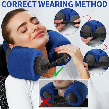 3-Ring Memory Foam Travel Neck Pillow It has obtained a Patent. The Three Rings can be movably Adjusted to Provide Flexible Support for The Neck, Head, and Other Areas.Blue