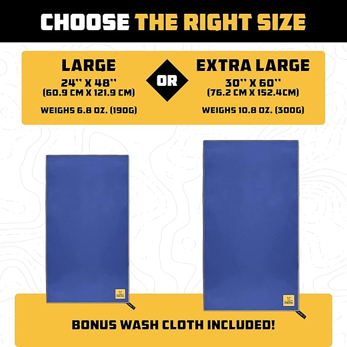 Wise Owl Outfitters Microfiber Camping Towel - Quick Dry Towel for Travel, Backpacking, Hiking, Beach, Gym & Yoga - Compact, Fast Drying & Lightweight