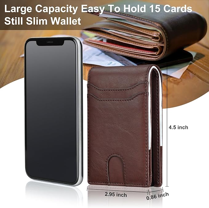 furid Card Wallet For Men Slim: Smart Rfid Minimalist Front Pocket Pop Up Wallet with ID Window - Stocking Stuffers Gifts Boxed for Husband Father at Birthday Anniversary
