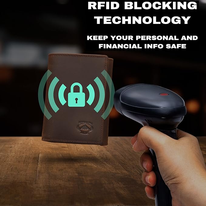 Stealth Mode Leather Trifold RFID Wallet For Men With Flip Out ID Holder (Crazy Horse Brown)