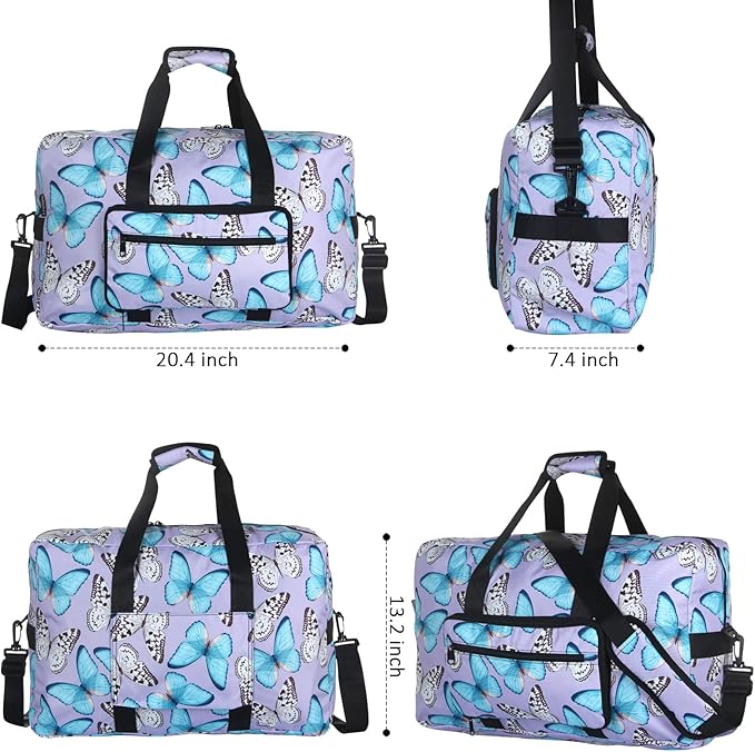 F.FETIVIN Weekender Bag Carry On Travel Duffle Medium Overnight Bag for Women(Butterfly)