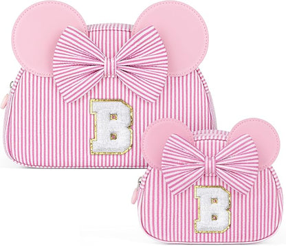 Christmas Gifts for Grandkids, Birthday Gifts for Girls | Personalized Initial Makeup Bag Cosmetic Travel Toiletry Bag for Girl Kid Years Old Birthday Gift Christmas Gift for Girls Kids Pink B