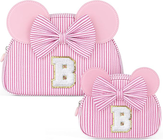 Christmas Gifts for Grandkids, Birthday Gifts for Girls | Personalized Initial Makeup Bag Cosmetic Travel Toiletry Bag for Girl Kid Years Old Birthday Gift Christmas Gift for Girls Kids Pink B