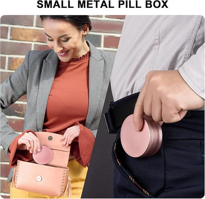 Metal Pill Box 3 Compartment - Waterproof Pill Container for Pocket or Purse, Portable Travel Pill Organizer Heavy Duty Daily Pill Case for Medication, Vitamin