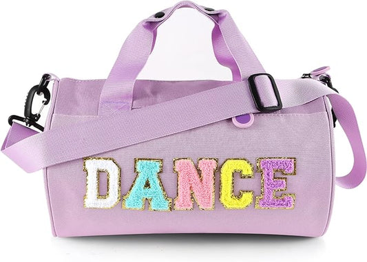 Dance Ballet Bag for Girls Sport Gym Duffle Bags Overnight Travel Bags Fun Dance Workout Duffel Bag Toddler Cute Bag for Dancers, Girls, Teens, Student Athletes (Purple)
