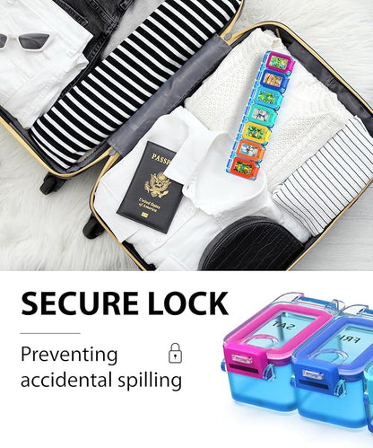 Weekly Pill Organizer 1 time a Day – Pill Box 7 Day with Enhanced Waterproof Seal, Large compartments Hold Big Vitamins & Supplements, Upgraded Locking lids, for Home & Travel use, Durable Hard case