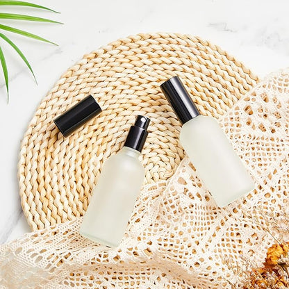 Roshtia 30 Pcs 3.4 oz/ 100 ml Black Glass Spray Bottle Refillable Perfume Atomizer Clear Decorative Empty Bottles with Fine Mist Sprayer Pump for Face Body Travel