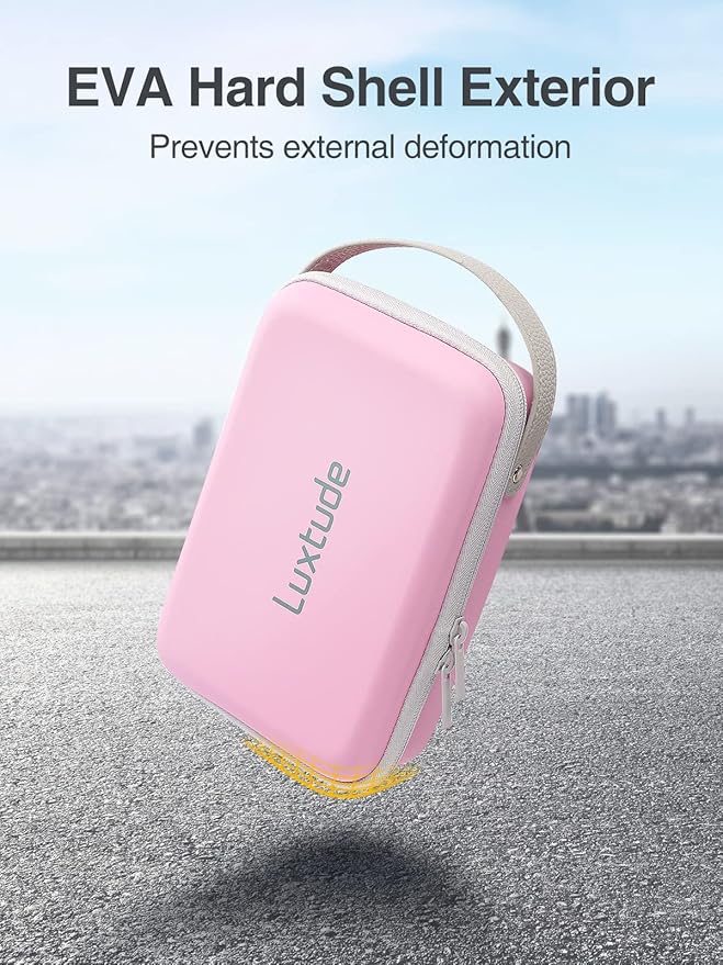 Luxtude Pink Electronics Organizer Travel Case, Tech Organizers Travel Case, Hard Charger Organizers, Portable Cable Organizer, Travel Essentials for Charger/Mouse/Cash/Card/Pen, Tech Gifts
