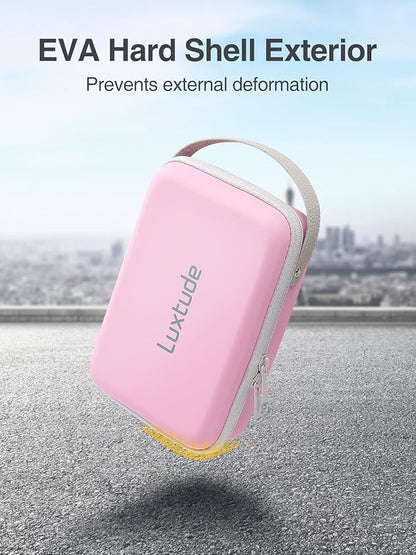 Luxtude Pink Electronics Organizer Travel Case, Tech Organizers Travel Case, Hard Charger Organizers, Portable Cable Organizer, Travel Essentials for Charger/Mouse/Cash/Card/Pen, Tech Gifts