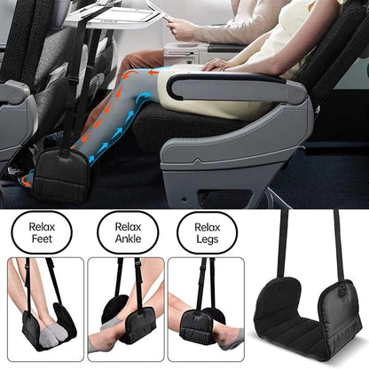 Portable Ultimate Comfort Set For Plane Sleep Kit At Plane,2 Inflatable Travel Pillows,Foot Rest Hammock,Eye Mask Ear Plugs For Airplane Flight Essentials For Seat Airplane Gadgets for Sleep Comfort