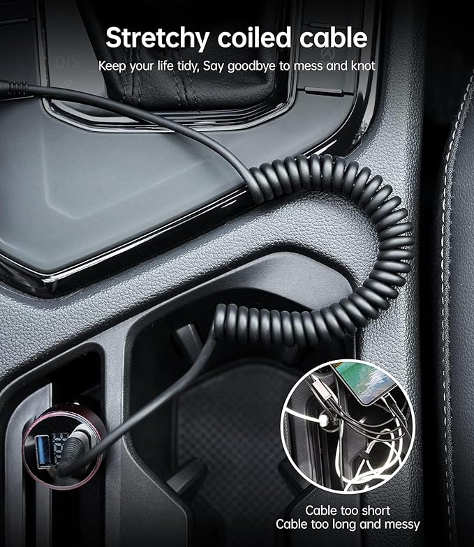 USB C to C Charger Cable [2-Pack 3FT], Coiled USB-C Cable for Car, Type C Fast Charging USBC to USBC Cable for iPhone 17/16/15/15 Pro/15 Plus/15 Pro Max/Samsung Galaxy S23 More USB C Devices