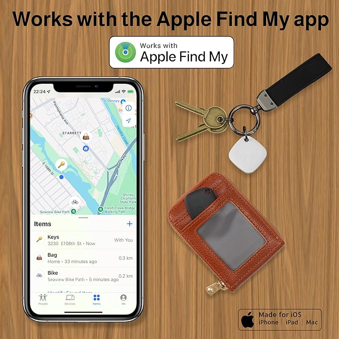Air Tracker Tags-4 Pack, Bluetooth Tracker Works with Apple Find My APP (iOS Only, Not for Android), Keys Finder, Item Locator for Keys, Luggage, Backpack, Bags, Wallet, Replaceable Battery