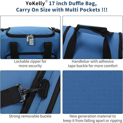 Small Gym Duffle Bag - 17 inch Carry On Weekender Bag for Travel Sport (17x10x9 in) - Royal Blue