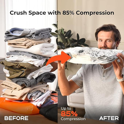 25L Waterproof Travel Vacuum Bags with Pump, Tear-Resistant Design,Lightweight Compression Storage, Durable Vacuum Seal Bags for Clothing Travel Luggage, Camping, Hiking & Road Trips