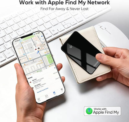Wallet-Tracker-Card for Apple Find My (iOS Only), MFi Certified Bluetooth-Wallet-Tracking-Finder, Slim-Credit-Card-Tracker for Purse, Luggage & Travel Items with 2-Year Battery, IPX6 1 PCS