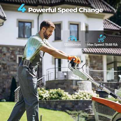 Portable Waist Fan, 4 Speeds 13000RPM Strong Airflow, Clip On Belt & Rechargeable, Battery Operated 24Hrs, Power Bank, Hands-Free Personal Shirt Fan for Outdoor Jobsite Camping Travel