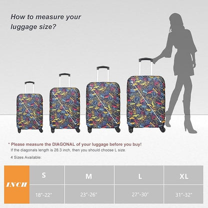 Explore Land Travel Luggage Cover Suitcase Protector Fits 18-22 Inch Case (Stamp, S)
