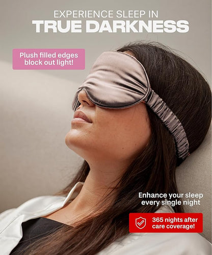 SUNDAYSILKS™ 3D Contoured Silk Sleep Mask | Padded Silk Eye Mask with Eye Cups for Lash Extensions | Blackout, Organic for Women & Men, Perfect for Travel, Slip-Free Deep Sleeping, Antifaz para Dormir