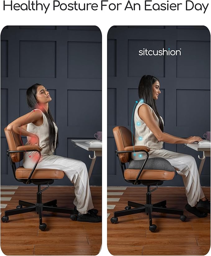 X Large Seat Cushions for Office Chairs, Car & Truck. Gaming Chair Seat Cushion and Sciatica Pain Relief Pillow for Back Pain. Orthopedic Coccyx Cushion for Tailbone Pain Relief (Original Black)