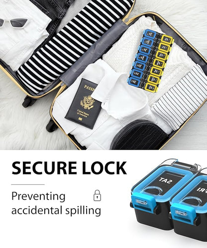 Large Weekly Pill Organizer 2 Times a Day – AM/PM Medicine Organizer with Thick Silicone Seal, Upgraded Secure Locks, Moisture-Proof Pill Box with Removable Rows for Travel, Fits Large Supplements