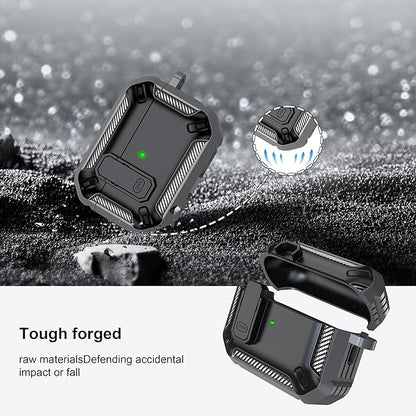 RFUNGUANGO for AirPods Pro 2nd Generation Case Cover with Cleaner Kit, Military Hard Shell Protective Armor with Lock for AirPod Gen 2 Charging Case 2023,2022, Front LED Visible,Grey