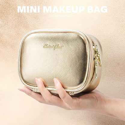 Small Makeup Bag with Led Mirror, Mini Travel Make up Bag 3 Light Modes Adjustable Brightness, for Women Organizer Cosmetic Bag, Portable Travel Train Toiletry Bag, for Pool Parties Work Touch-Ups