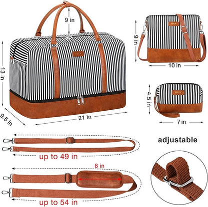 IBFUN Weekender Bags for Women, 21" Weekender Travel Bag, Travel Duffle Bag with Shoe Compartment Carry on Overnight Duffel Bag for Weekend Travel Business Trip, 3PCS