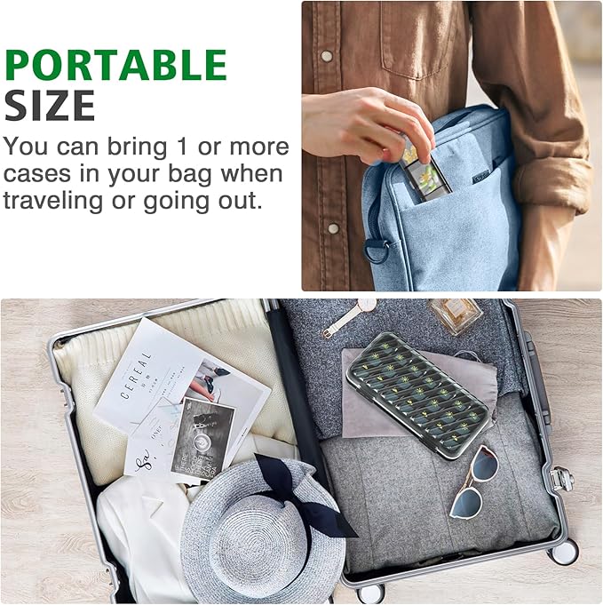 Weekly Pill Organizer 3 Times a Day, GloDeals Large Travel Pill Box 7 Day, Am Pm Three Daily Pill Case with Removable Medicine Container, Pill Holder for Vitamin, Supplement, Fish Oil, Black