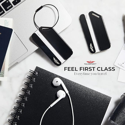 Indestructible Luggage Tags for Suitcases Stand Out with Thickest Black Metal Suitcase Tags Identifiers with Free Smart Bag Tag Recovery Included (Two Pack)